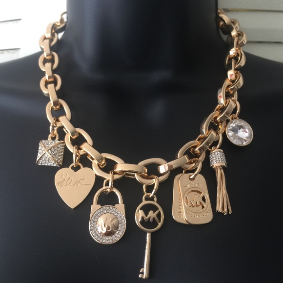 Michael Kors Goldpave 7 Charm Necklace 